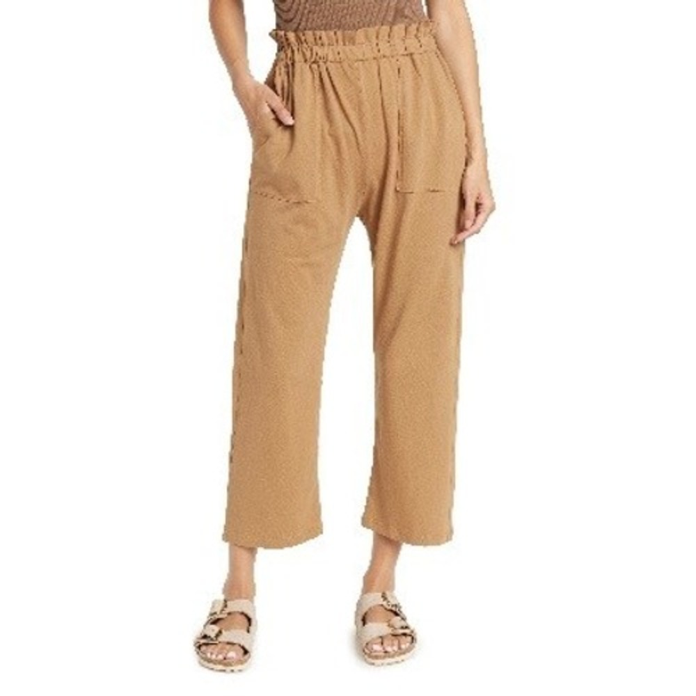 NSF Shailey Paperbag Pants Womens Small Russet Camel Tan Pull on Drop Crotch